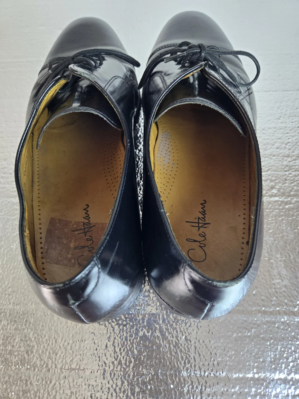 Cole Haan Black Leather Cap-Toe Derby Oxfords